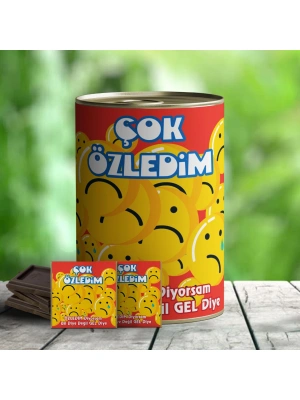 Çok Özledim Temalı Hediye Çikolata Konservesi