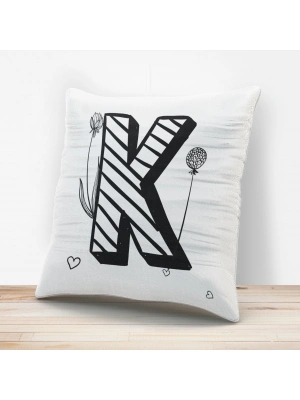 K Harfi Tasarımlı Yastık Kılıfı
