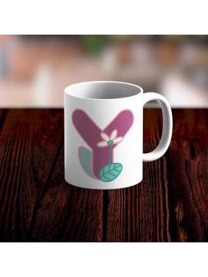 Özel Tasarım Y Harfi Beyaz Kupa Bardak