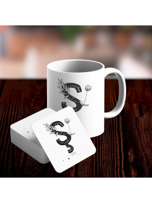 Ş Harfi Tasarımlı Kupa ve Bardak Altlığı Seti