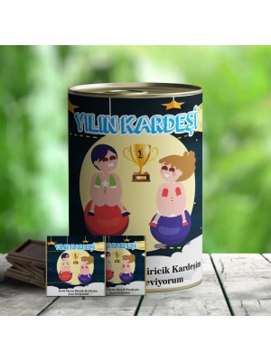Yılın Kardeşi Temalı Hediye Çikolata Konservesi