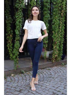 Yüksek Bel Skinny Jean Pantolon  - LACİVERT