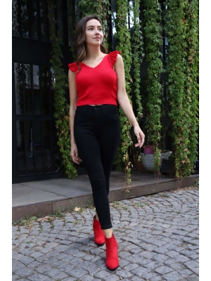 Yüksek Bel Yüksek Bel Skinny Jean Pantolon  Jean Pantolon - SİYAH