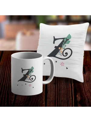 Z Harfi Tasarımlı Kupa ve Yastık Kılıfı Hediye Seti