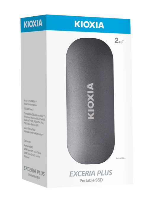 2TB KIOXIA EXCERIA PLUS G2 USB 3.2 1050/1000 MB/s LXD10S002TG8