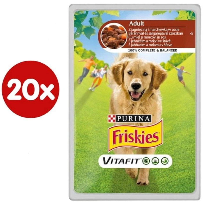 Friskies Kuzu Etli Ve Havuçlu Yetişkin Köpek Maması 100 Gr 20 Adet