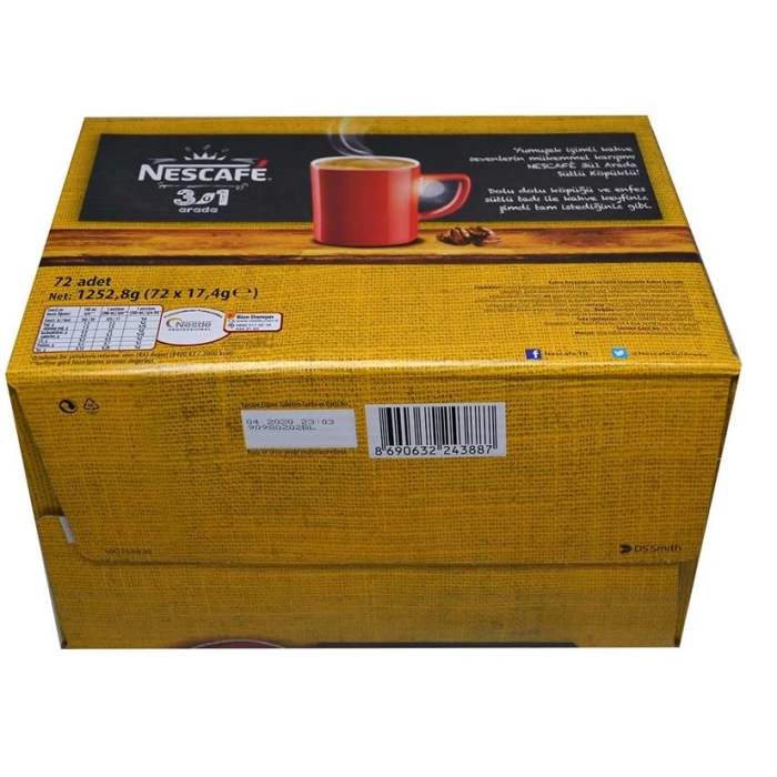 Nescafe 3ü 1 Arada Sütlü Köpüklü Kahve 4 x 72Lİ Paket 17,4 gr
