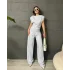 PREMİUM OMUZ VATKALI BLUZ VE PANTOLONLU İKİLİ TAKIM - MAVİ