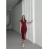 SERENA BÜZGÜLÜ DÜĞME DETAY ELBİSE - BORDO