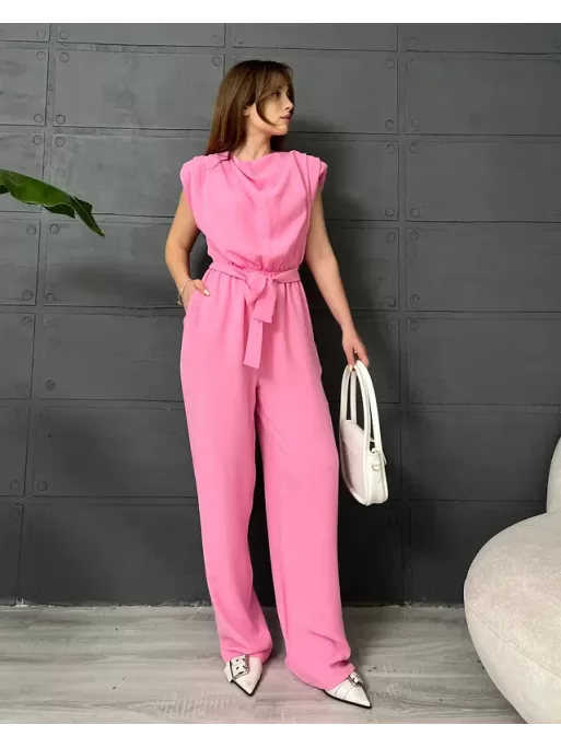 PREMİUM SIFIR KOL CREP TULUM - PEMBE