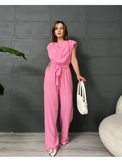 PREMİUM SIFIR KOL CREP TULUM - PEMBE