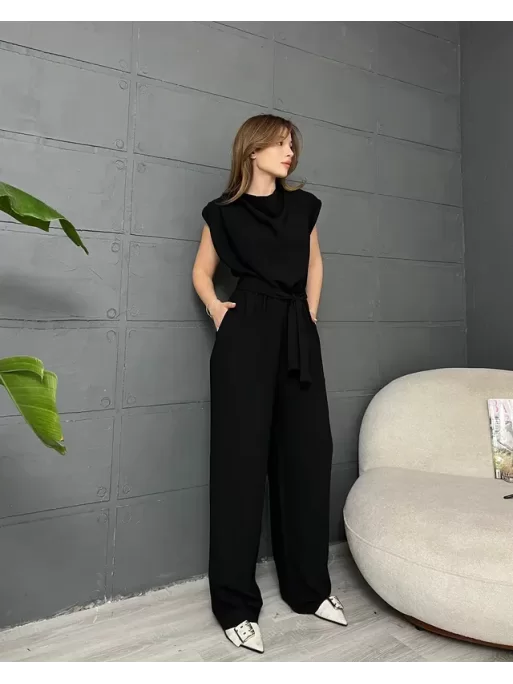 PREMİUM SIFIR KOL CREP TULUM - SİYAH