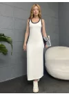 ASKILI ŞERİT DETAY OYSHO ELBİSE - BEYAZ