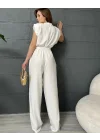 PREMİUM SIFIR KOL CREP TULUM - BEYAZ