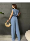 PREMİUM SIFIR KOL CREP TULUM - MAVİ