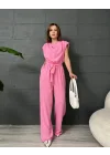 PREMİUM SIFIR KOL CREP TULUM - PEMBE
