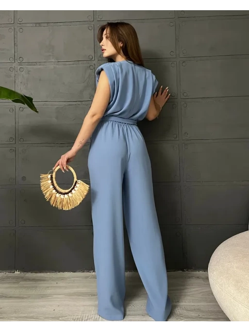 PREMİUM SIFIR KOL CREP TULUM - MAVİ