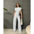PREMİUM OMUZ VATKALI BLUZ VE PANTOLONLU İKİLİ TAKIM - MAVİ