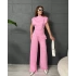 PREMİUM OMUZ VATKALI BLUZ VE PANTOLONLU İKİLİ TAKIM - PEMBE