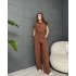 PREMİUM SIFIR KOL CREP TULUM - KAHVERENGİ