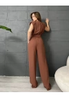 PREMİUM SIFIR KOL CREP TULUM - KAHVERENGİ