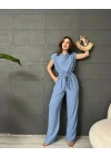 PREMİUM SIFIR KOL CREP TULUM - MAVİ