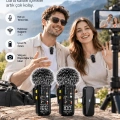 2.4G Kablosuz Çift Mikrofonlu Yaka Mikrofonu İçerik Üretim Seti