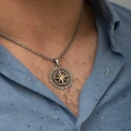 925 Ayar Gümüş Pusula Unisex Kolye