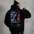 Astronot Baskılı Kapüşonlu Sweat - Siyah -
