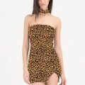 B101427 Leopar Desenli Elbise