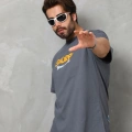 Basic Bisiklet Yaka Oversize T-Shirt - Füme -