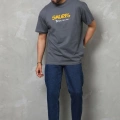 Basic Bisiklet Yaka Oversize T-Shirt - Füme -