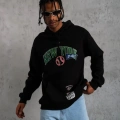 Baskılı Kapüşonlu Sweatshirt - Siyah -