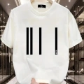 Baskılı Oversize Bisiklet Yaka T-shirt - Beyaz