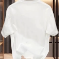 Baskılı Oversize Bisiklet Yaka T-shirt - Beyaz