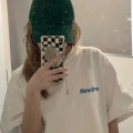 Baskılı Oversize Bisiklet Yaka T-shirt - Beyaz