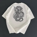 Baskılı Oversize Bisiklet Yaka T-shirt - Beyaz