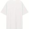 Baskılı Oversize Bisiklet Yaka T-shirt - Beyaz