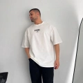 Baskılı Oversize Bisiklet Yaka T-shirt - Beyaz