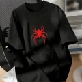 Baskılı Oversize Bisiklet Yaka T-shirt - Siyah