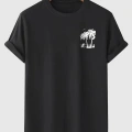 Baskılı Oversize Bisiklet Yaka T-shirt - Siyah