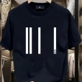 Baskılı Oversize Bisiklet Yaka T-shirt - Siyah