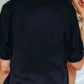 Baskılı Oversize Bisiklet Yaka T-shirt - Siyah