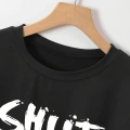 Baskılı Oversize Bisiklet Yaka T-shirt - Siyah