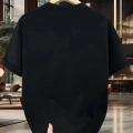 Baskılı Oversize Bisiklet Yaka T-shirt - Siyah
