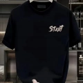 Baskılı Oversize Bisiklet Yaka T-shirt - Siyah