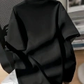 Baskılı Oversize Bisiklet Yaka T-shirt - Siyah