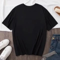 Baskılı Oversize Bisiklet Yaka T-shirt - Siyah