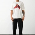 Baskılı Oversize T-Shirt - Beyaz -