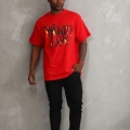 Baskılı Oversize T-Shirt - Kırmızı -